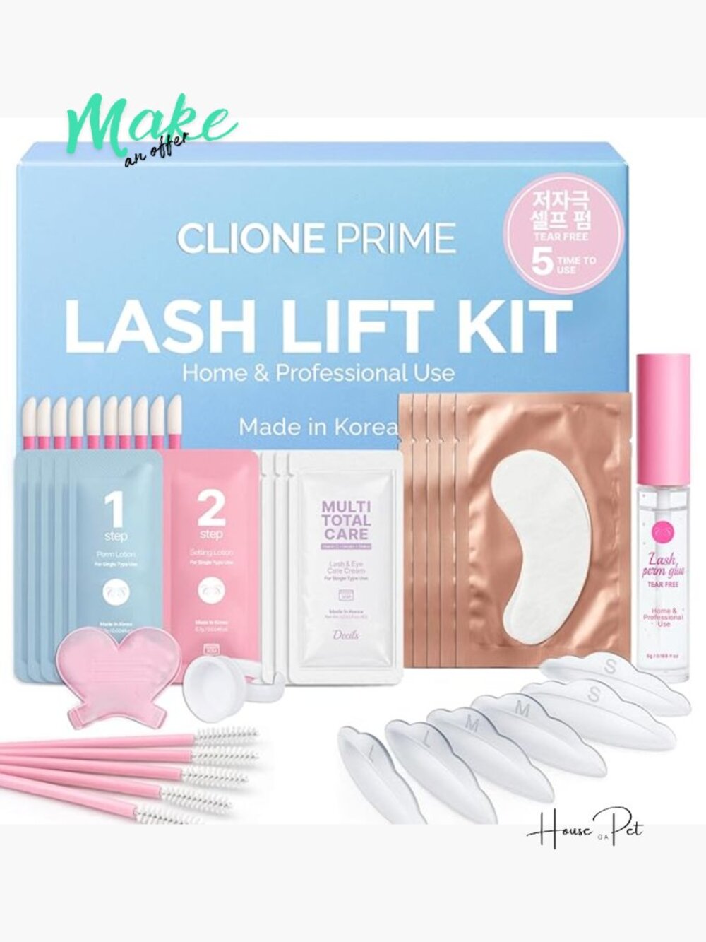 Korean Lash Lift Kit - 5 Sets Eyelash Perm Kit With Upgraded Glue, Diy Lash